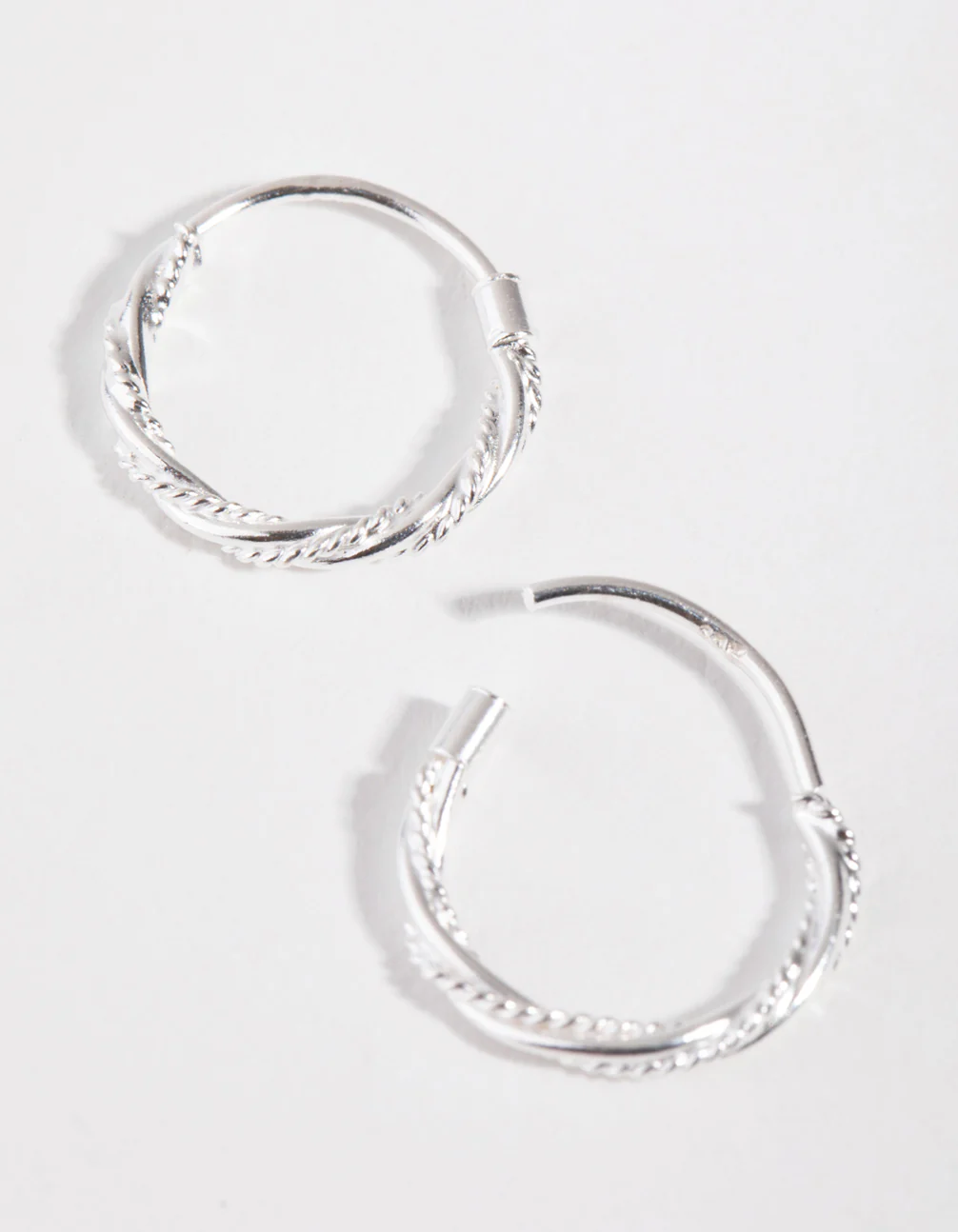 Sterling Silver Rope Twist Hoop Earrings - Image 2