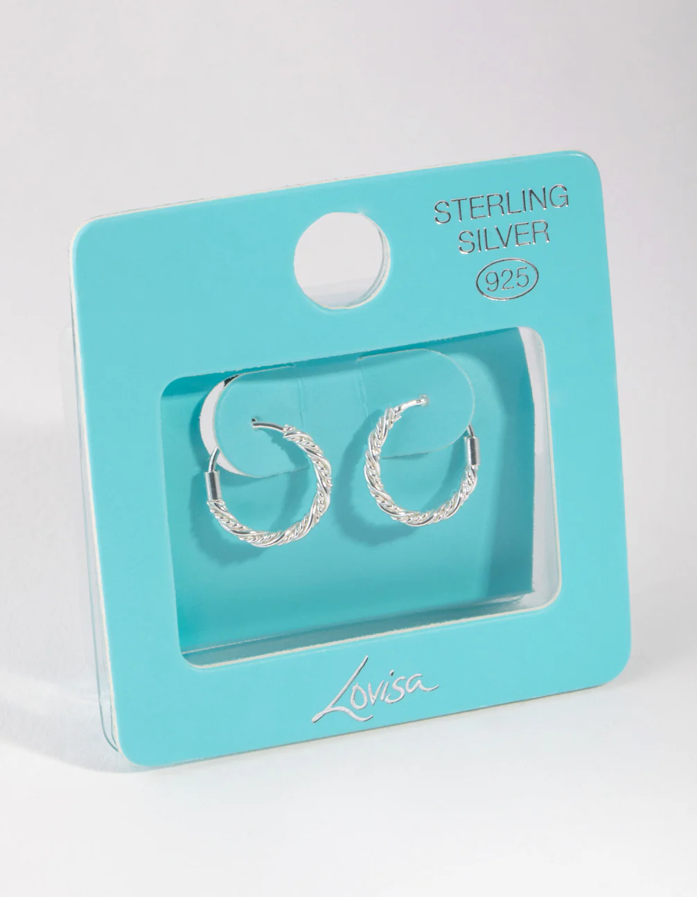 Sterling Silver Rope Twist Hoop Earrings - Image 3