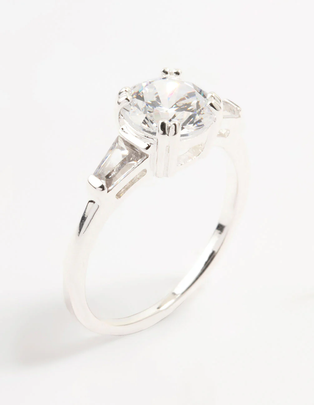 Sterling Silver Taper Bag Round Brilliant Cut Ring - Image 2