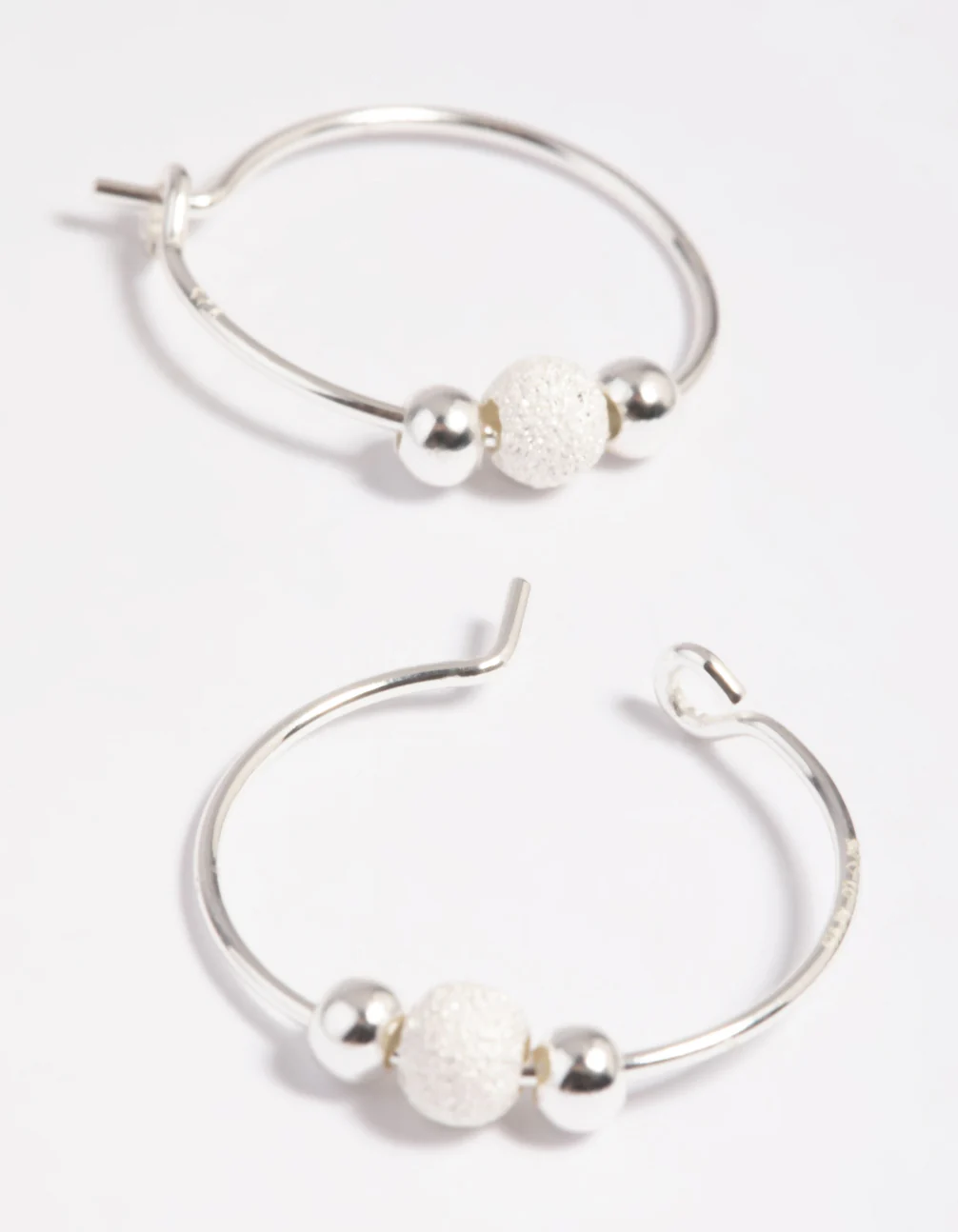 Sterling Silver Ball Hoop Earrings - Image 2