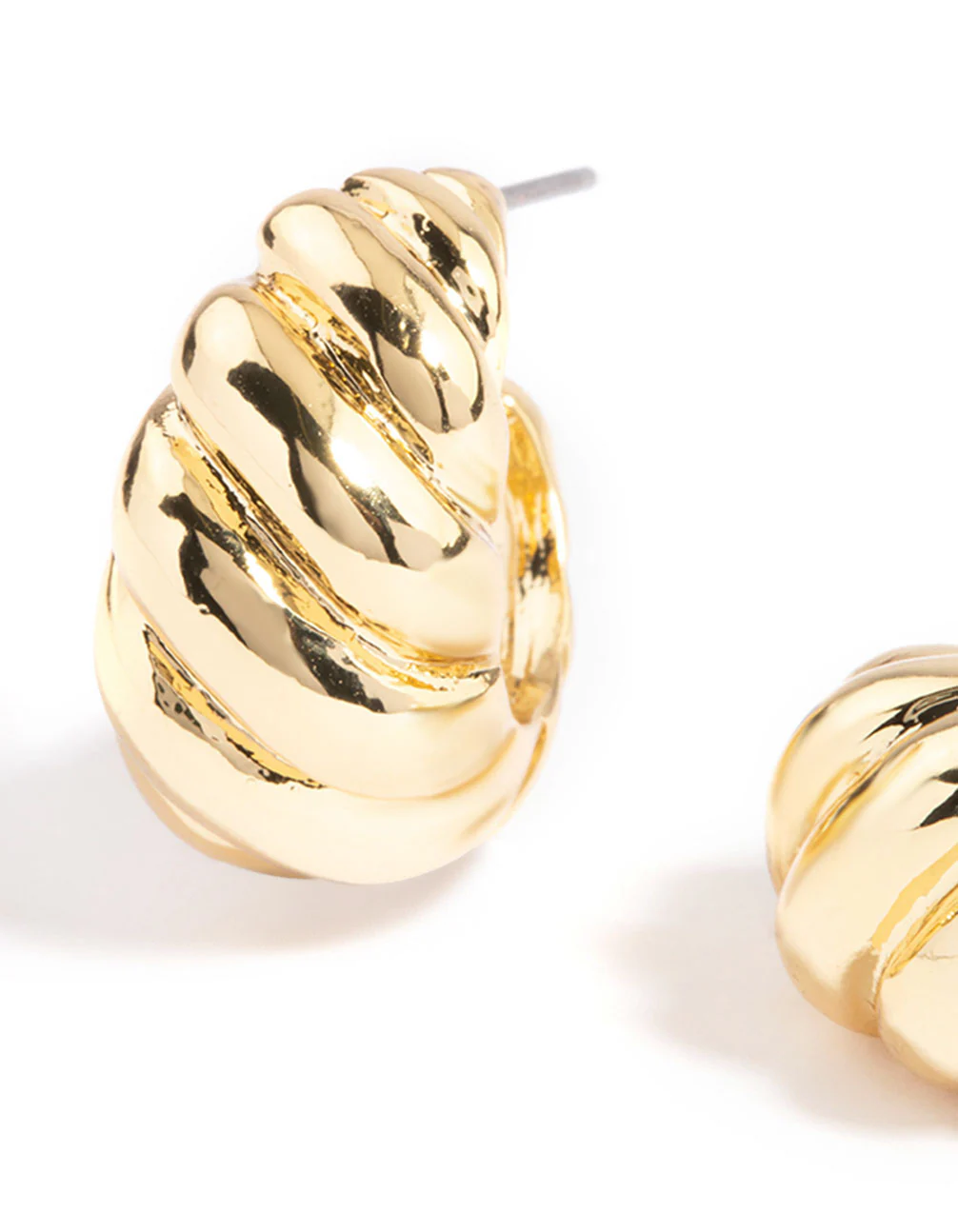 Gold Plated Twisted Wide Hoop Earrings - Image 2