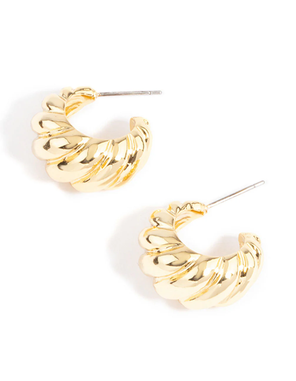 Gold Plated Twisted Wide Hoop Earrings - Image 3