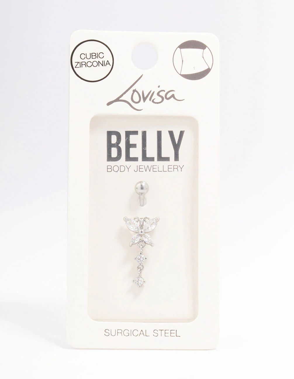 Surgical Steel Butterfly Double Drop Belly Piercing - Image 3