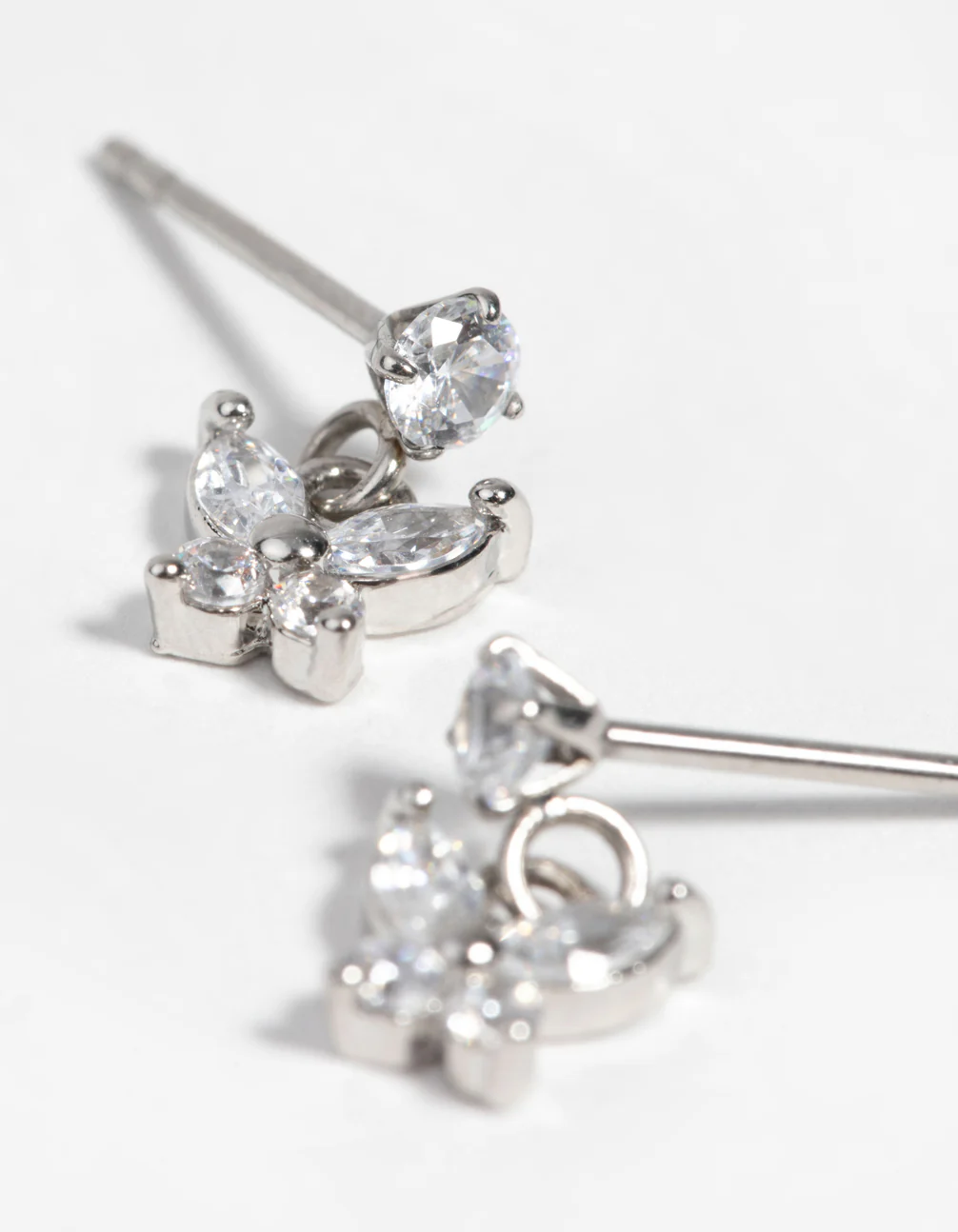 Surgical Steel Butterfly Stud Drop Earrings - Image 2