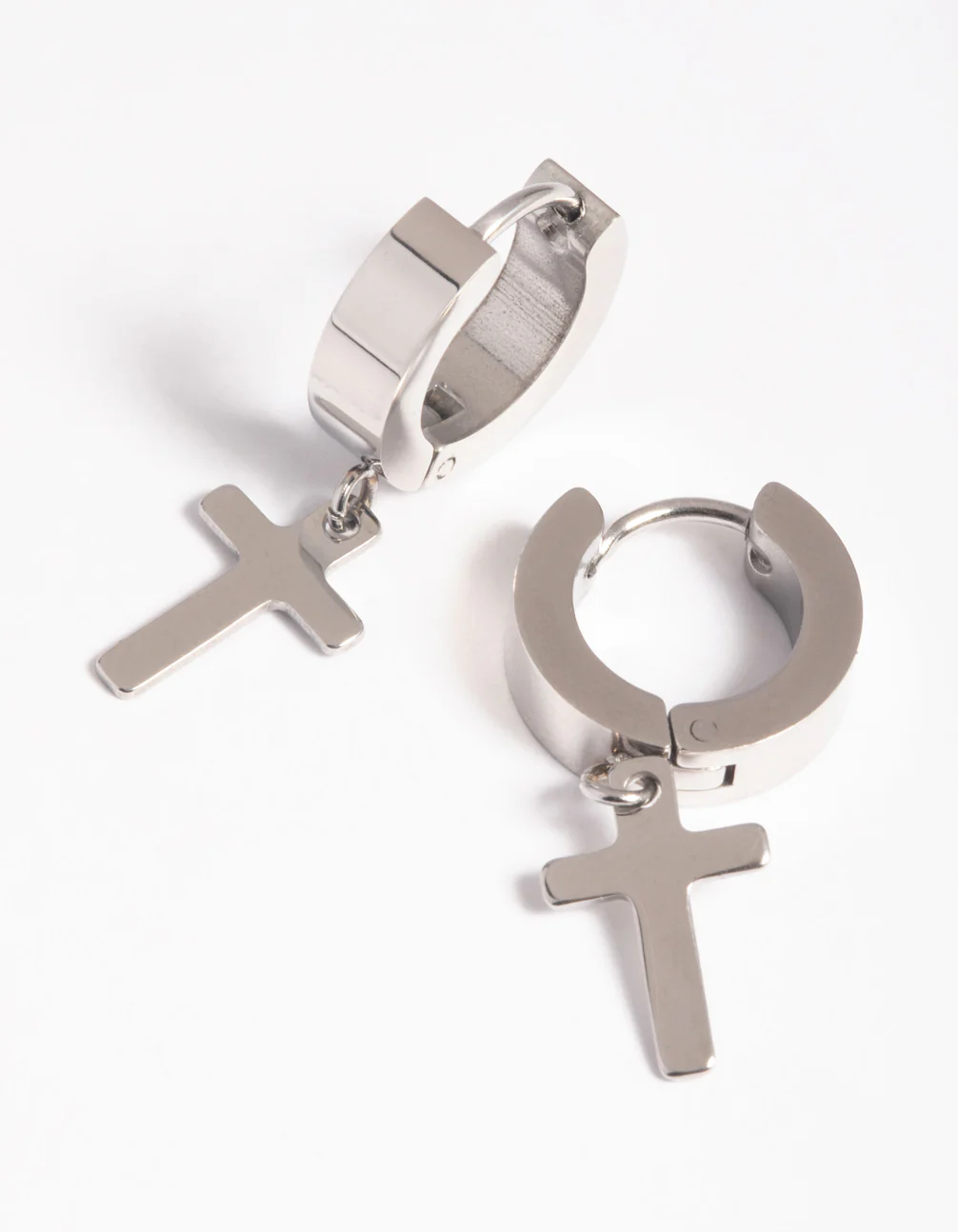 Surgical Steel Cross Huggie Earrings