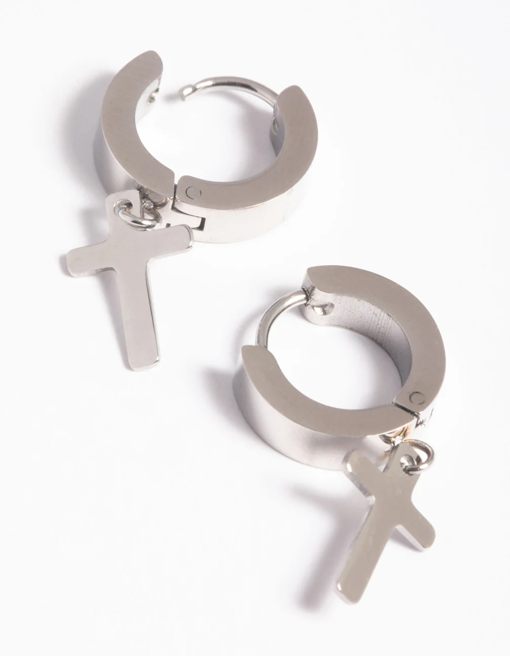 Surgical Steel Cross Huggie Earrings - Image 3