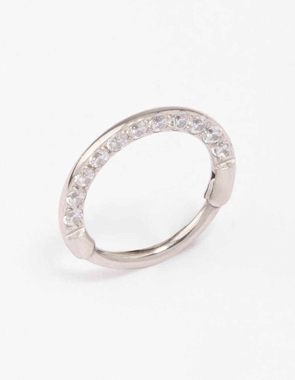 Surgical Steel Cubic Zirconia Clicker Earring 7mm - Image 2