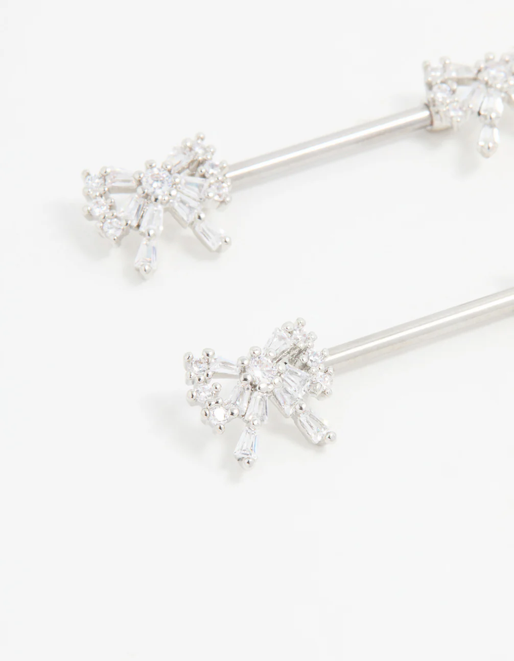 Surgical Steel Cubic Zirconia Double Bow Nipple Piercings 2-Pack - Image 2