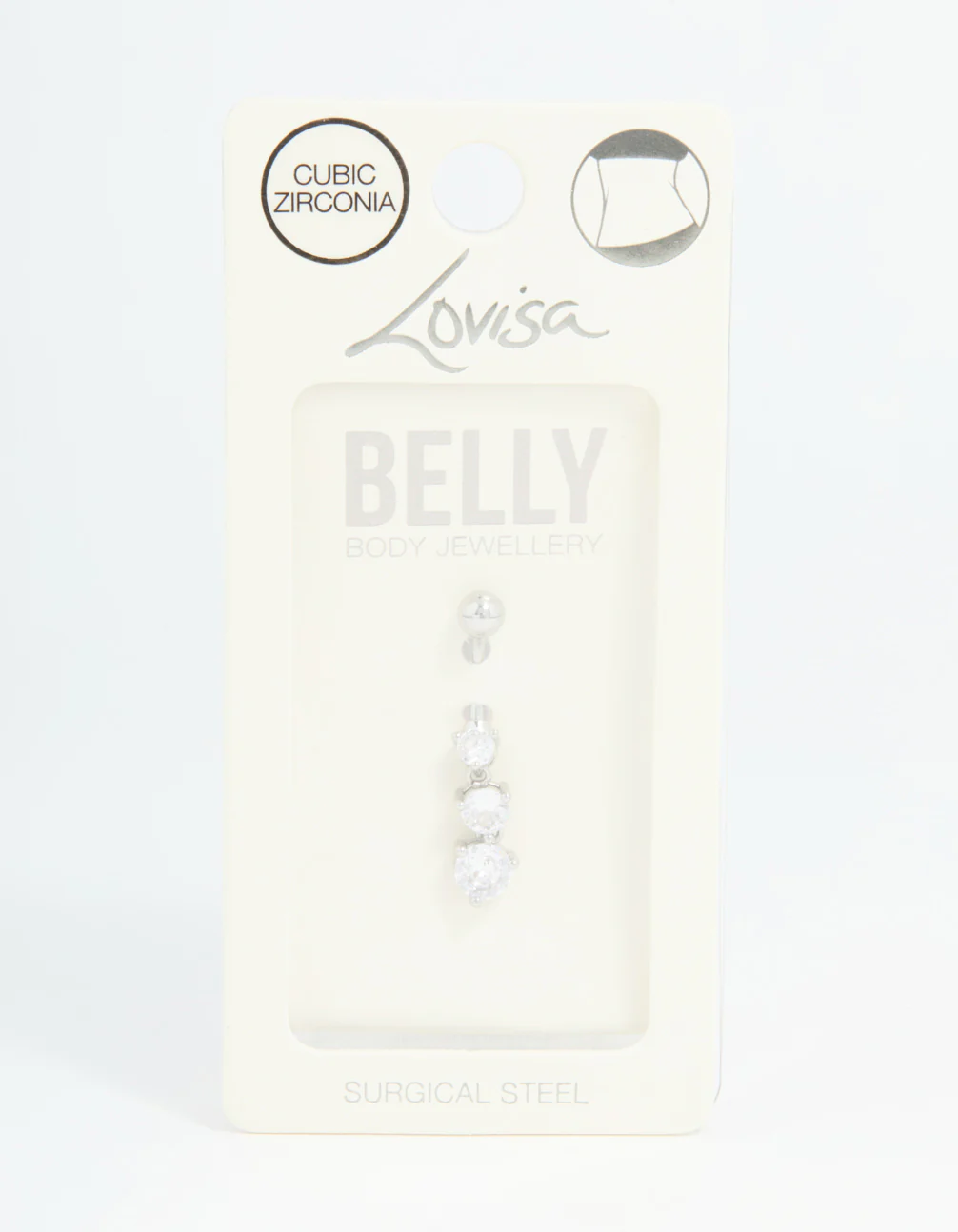 Surgical Steel Cubic Zirconia Drop Belly Bar - Image 3