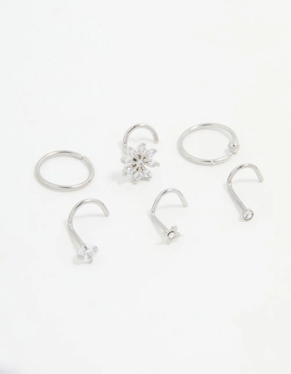 Surgical Steel Cubic Zirconia Flower Nose Piercing Pack