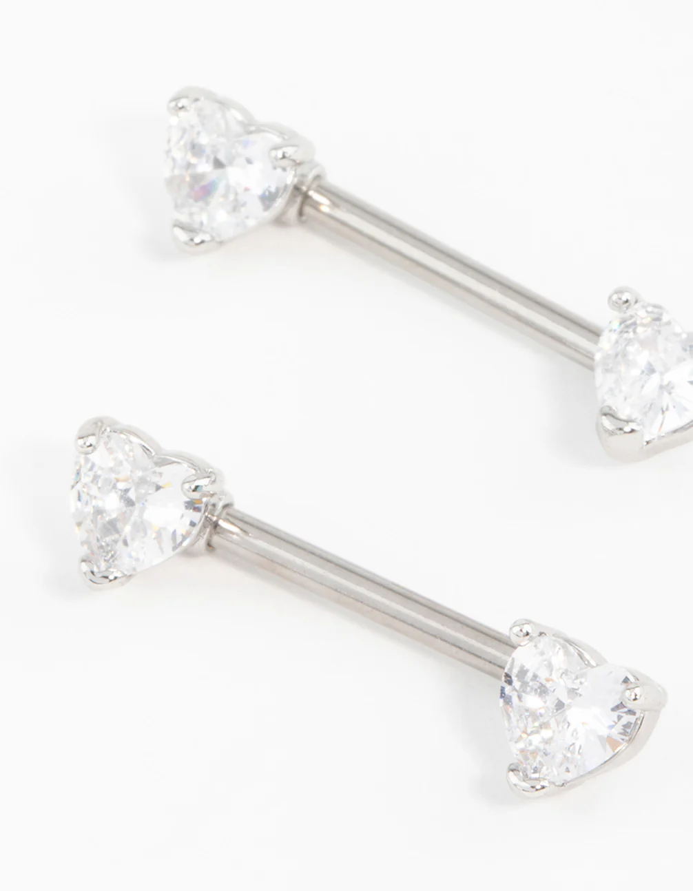 Surgical Steel Cubic Zirconia Heart Nipple Bar 2-Pack - Image 2