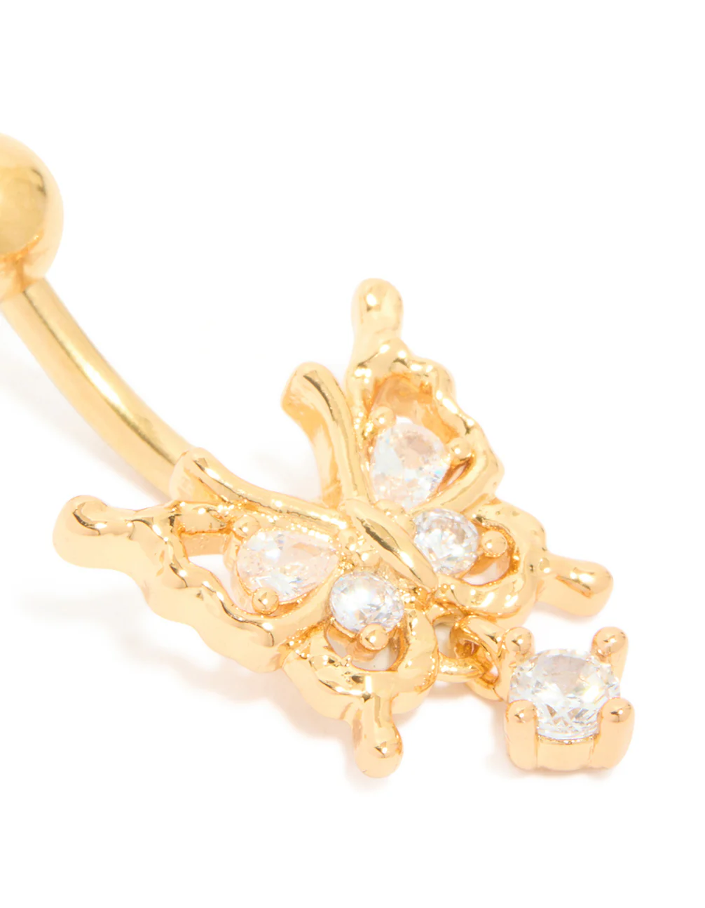 Surgical Steel Diamante Heart & Key Drop Belly Bar - Image 3