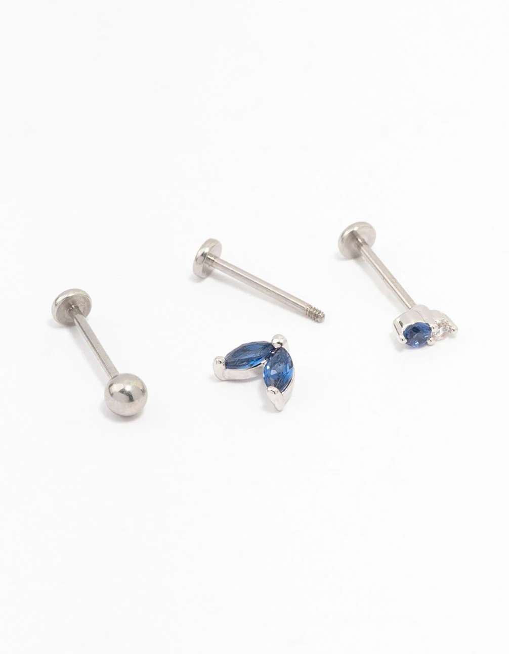 Surgical Steel Double Cubic Zirconia Marquise Flat Back 3-Pack - Image 2