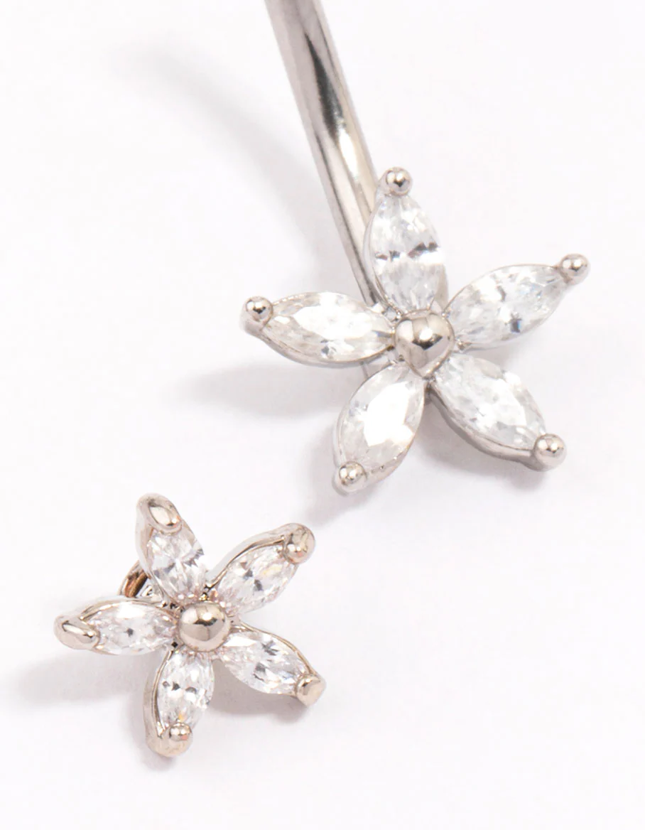 Surgical Steel Double Daisy Belly Piercing - Image 2