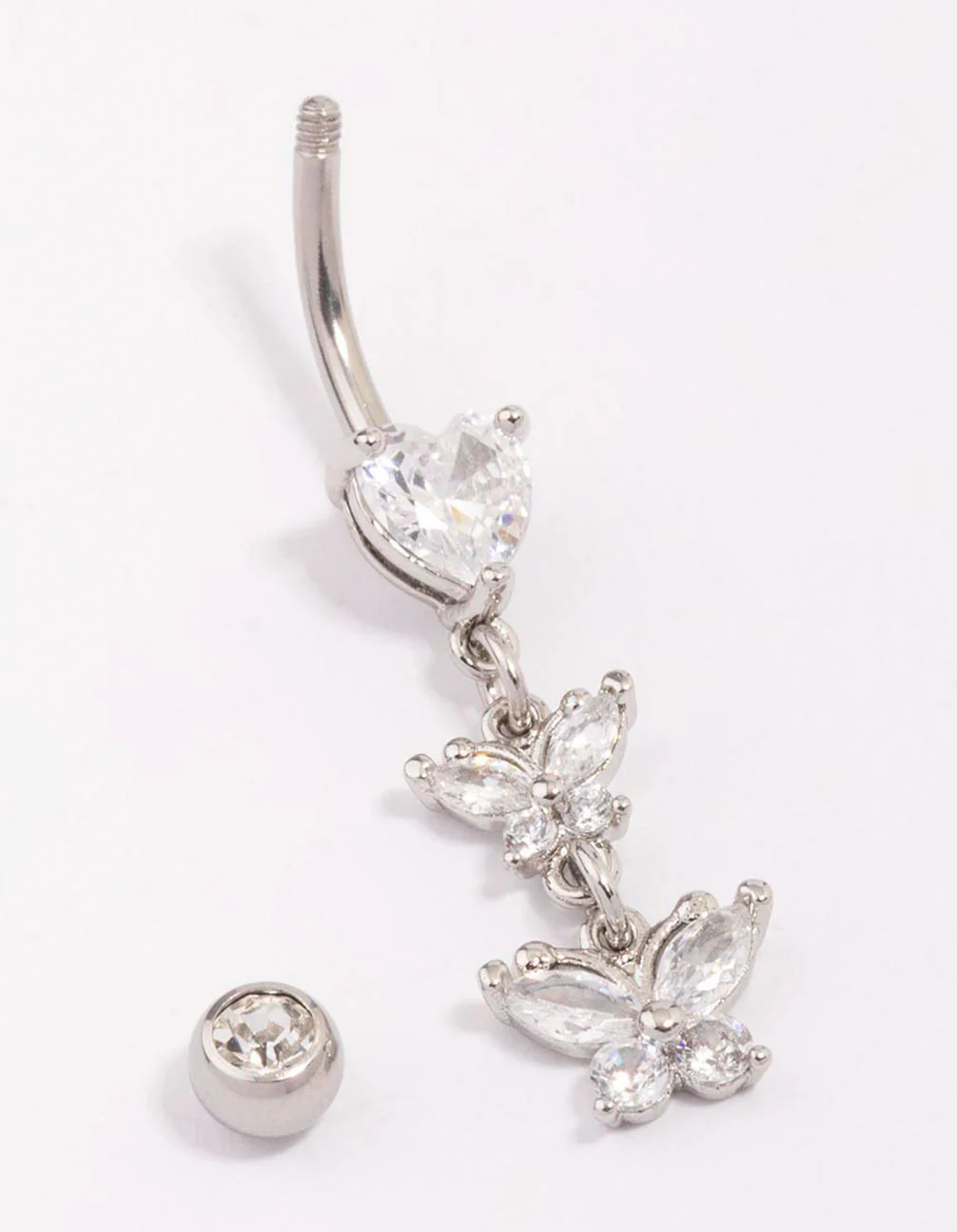 Surgical Steel Heart Butterfly Drop Belly Piercing - Image 2