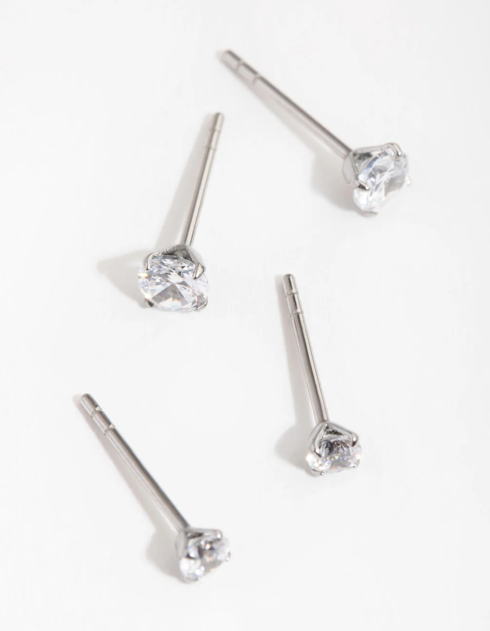 Surgical Steel Round Cubic Zirconia Stud Earrings 2-Pack