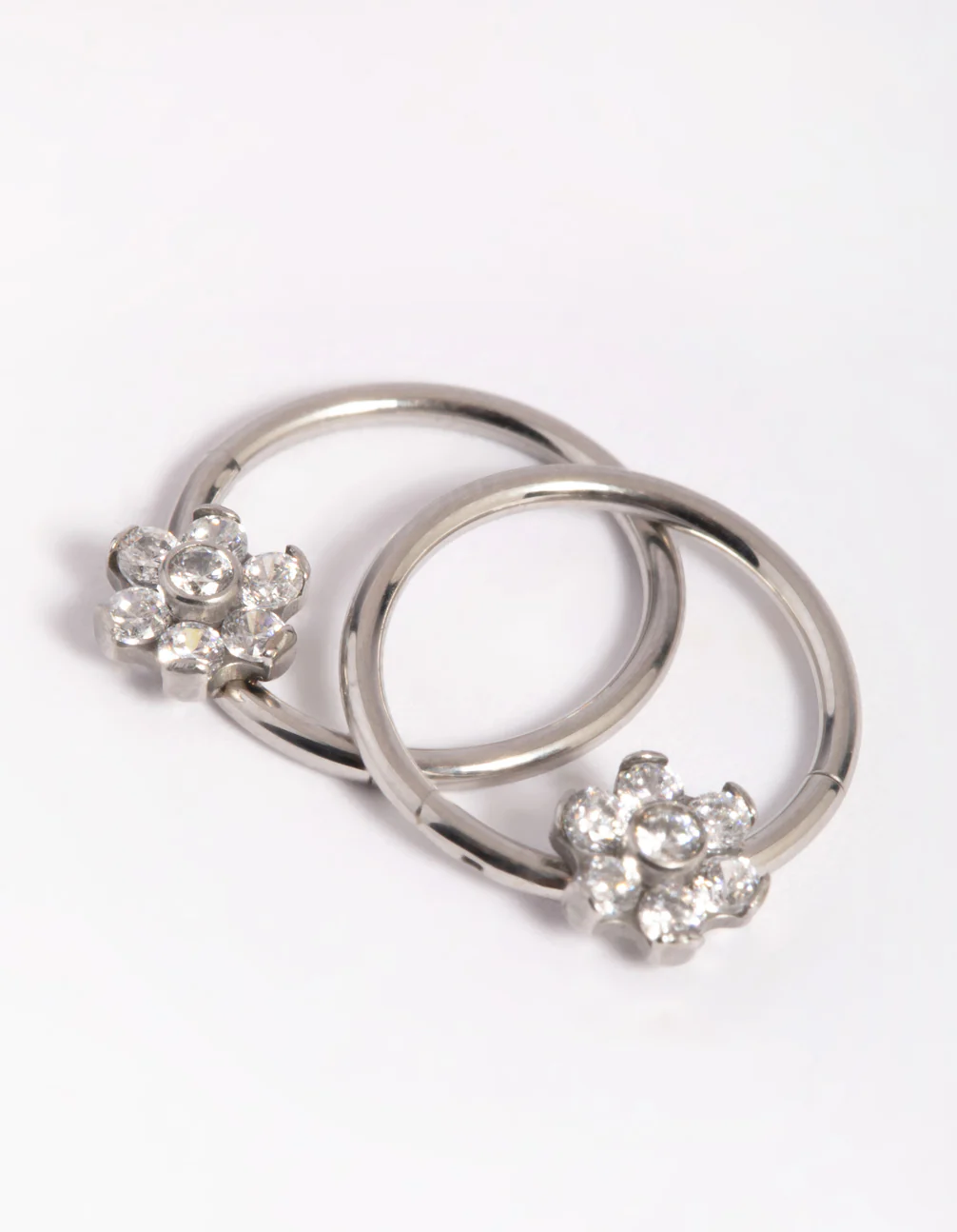 Surgical Steel Small Flower Hoop Earrings - Image 4