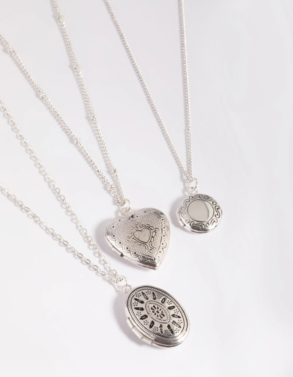Antique Silver Mixed Locket Layered Necklace - Image 2