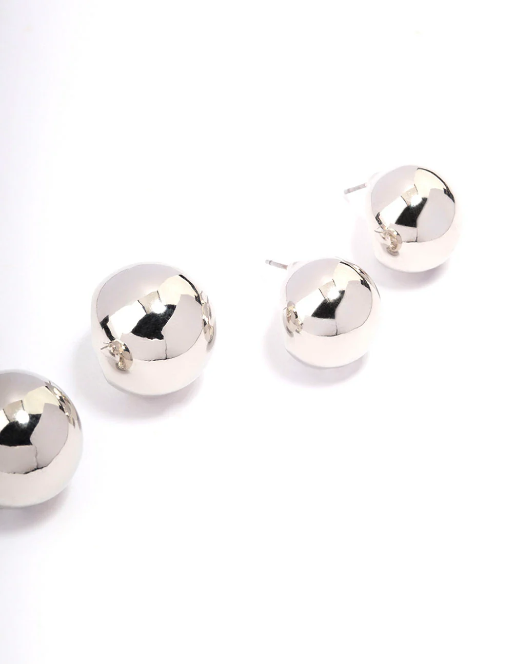Silver Ball Hoop Earrings 3-Pack - Image 3