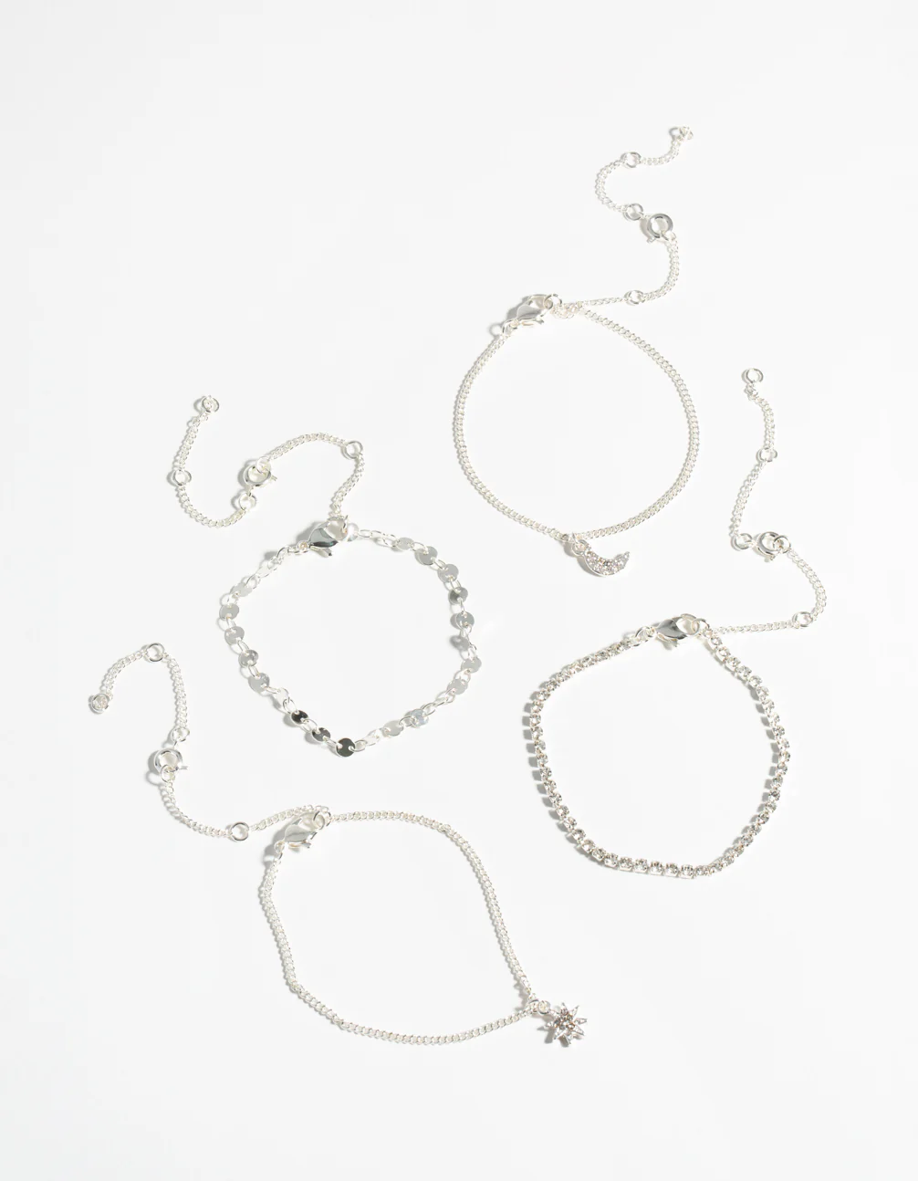 Silver 4-Pack Celestial Charm Bracelet