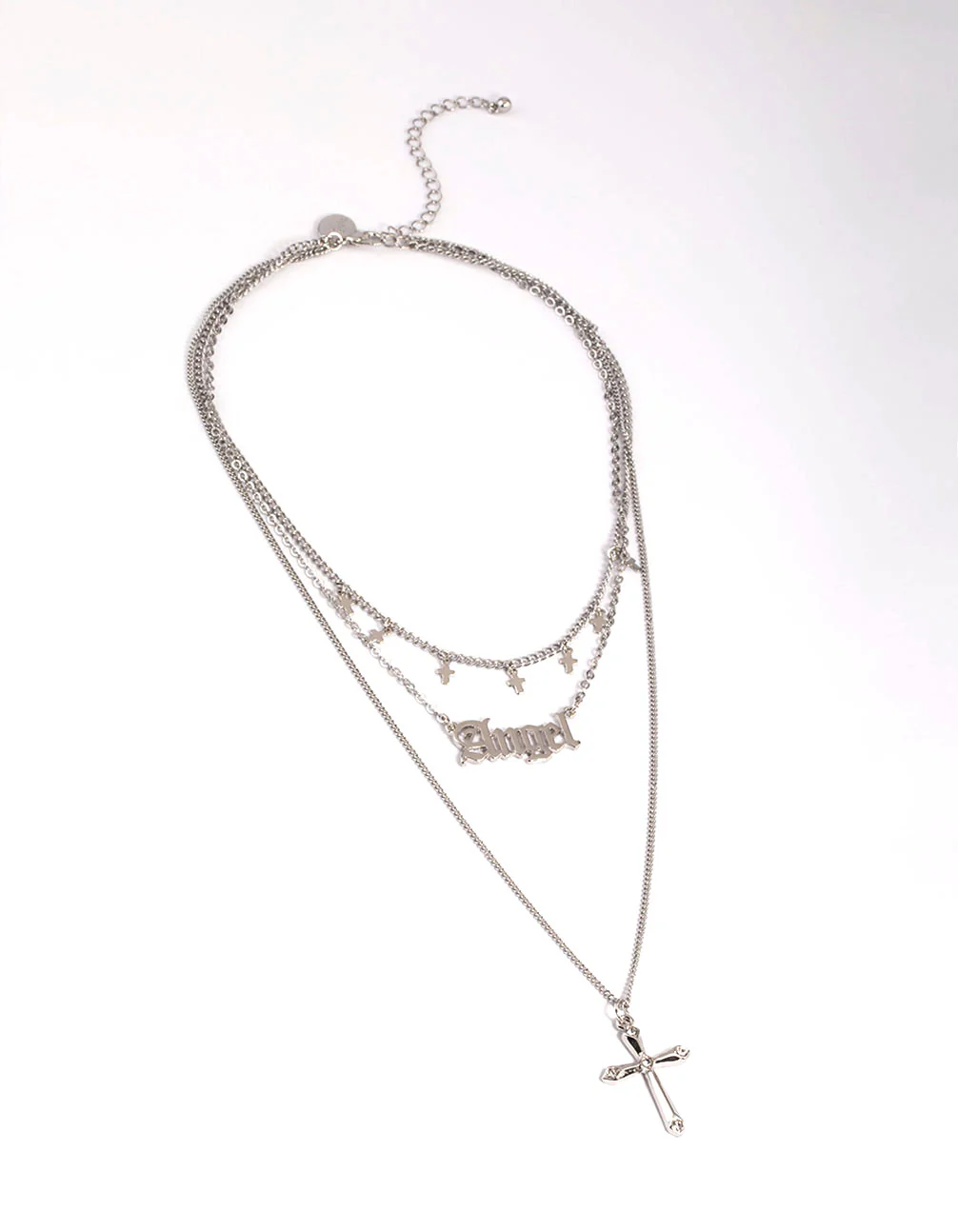 Silver Angel Star Three Row Necklace - Image 2