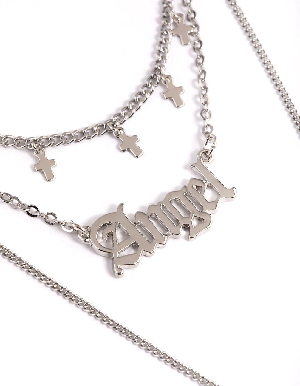 Silver Angel Star Three Row Necklace - Image 3