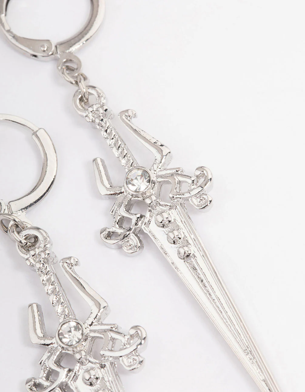 Silver Drop Hoop Earrings - Image 4