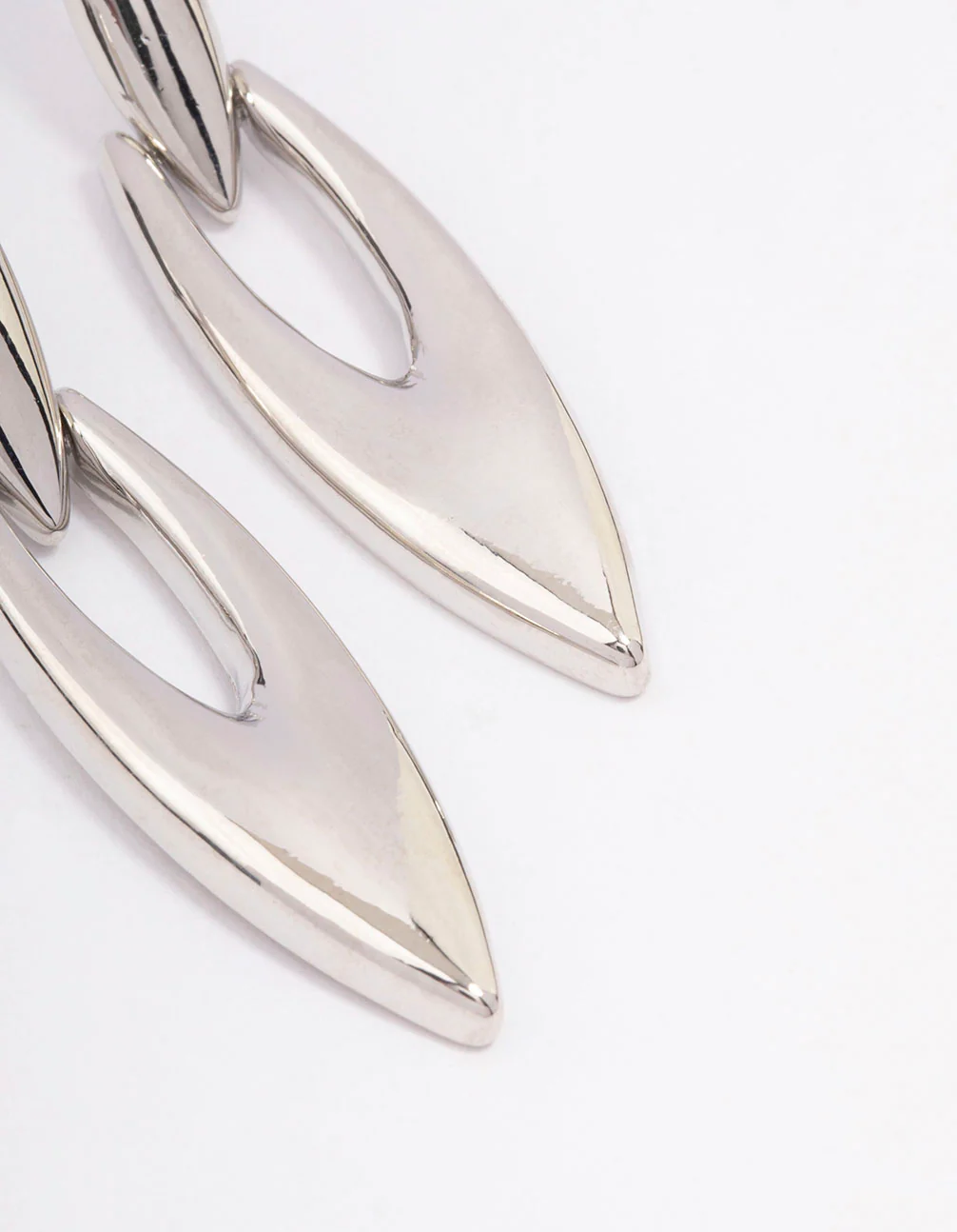 Silver Fine Pointed Drop Earrings - Image 3