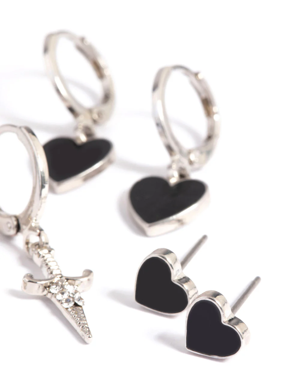 Silver Heart Flame Earring Stack Pack - Image 3