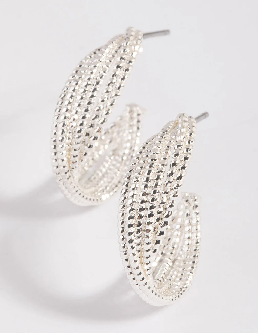 Silver Mini Criss Cross Hoop Earrings - Image 3