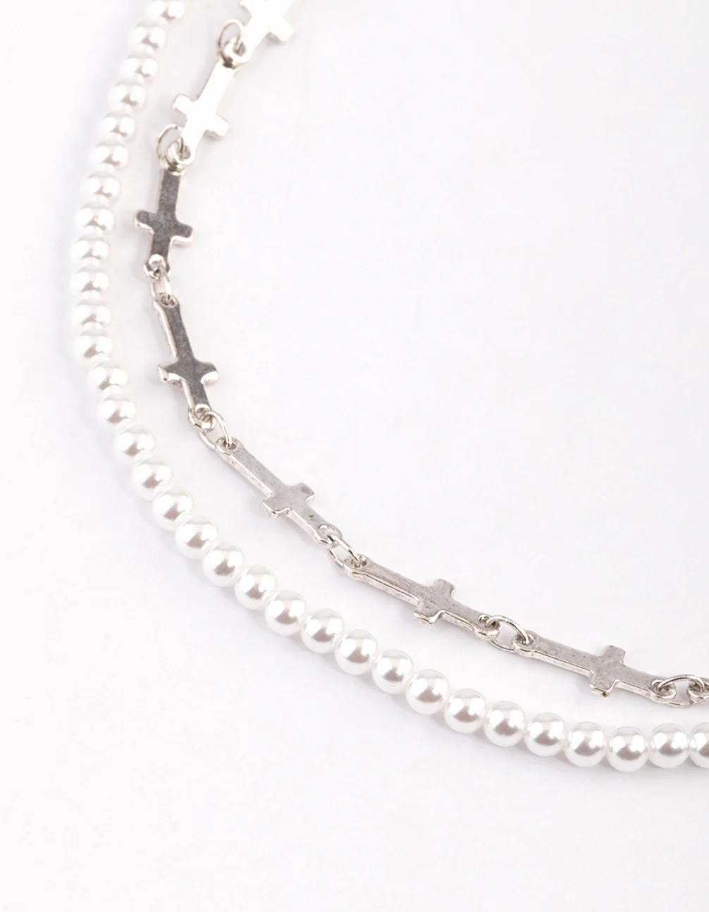 Silver Multi Cross Pearl Choker Pack - Image 3
