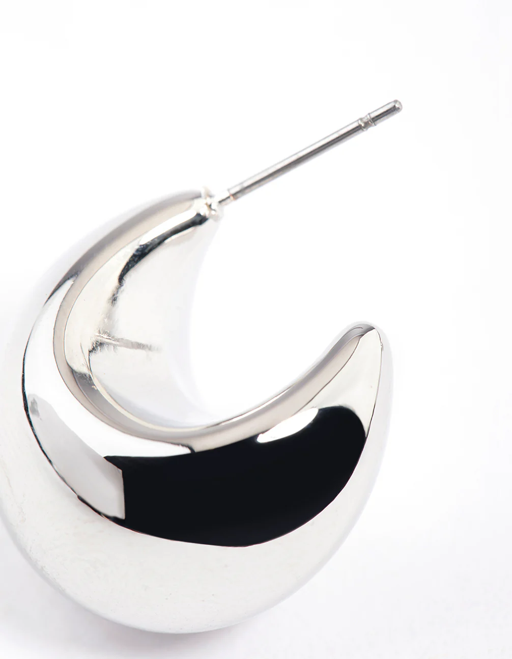 Silver Smooth Round Mini Hoop Earrings - Image 3