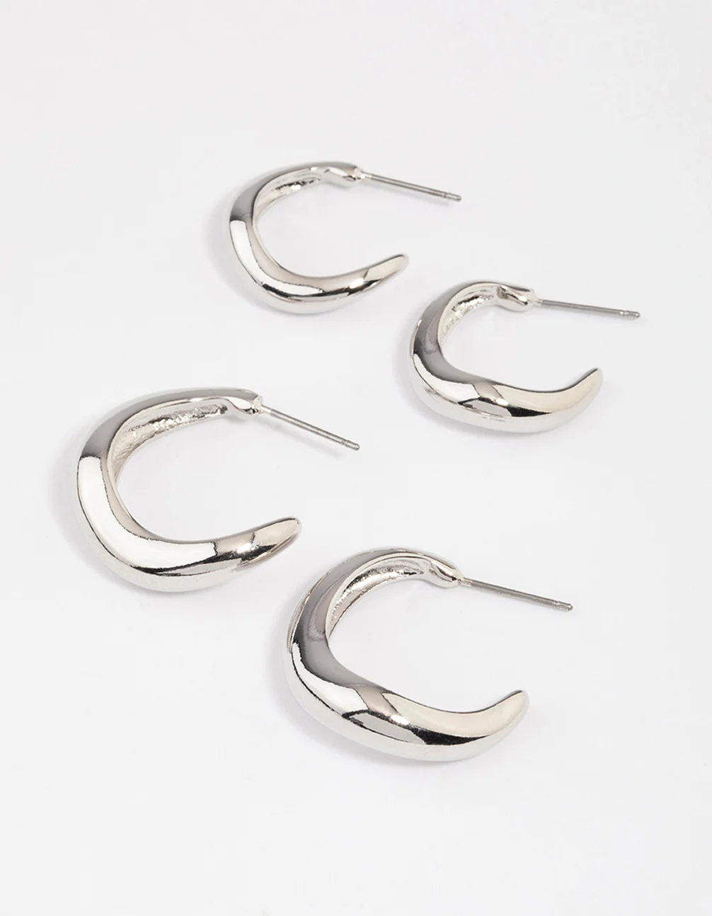 Silver Wave Match Hoop Earrings Pack
