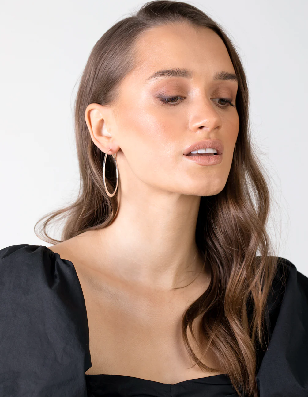 Silver Flat Edge 5cm Hoop Earrings - Image 3