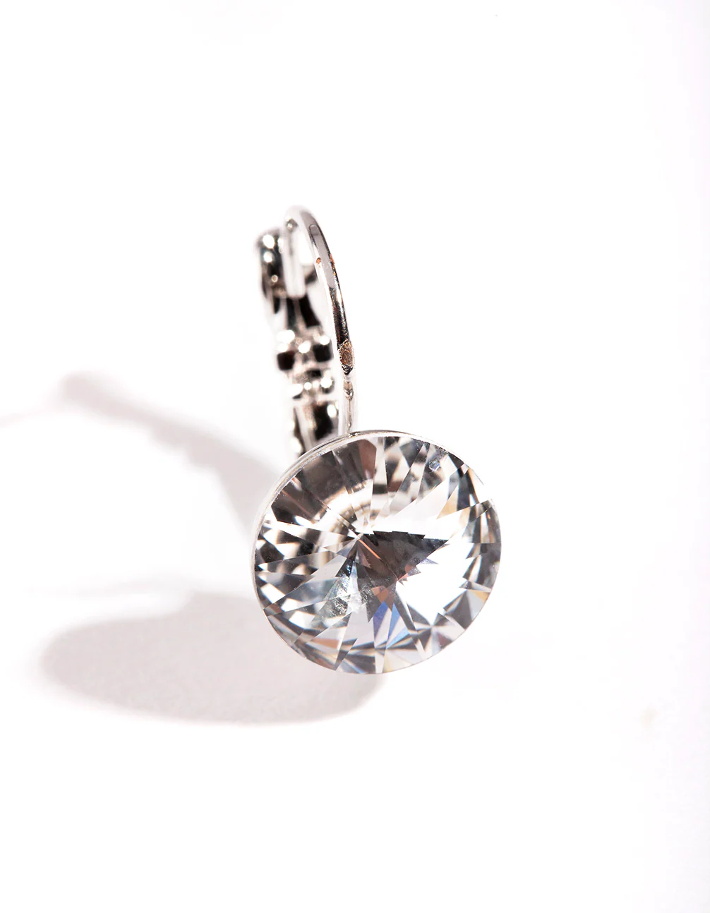 Silver Diamond Simulant Conti Clip On Earrings - Image 3