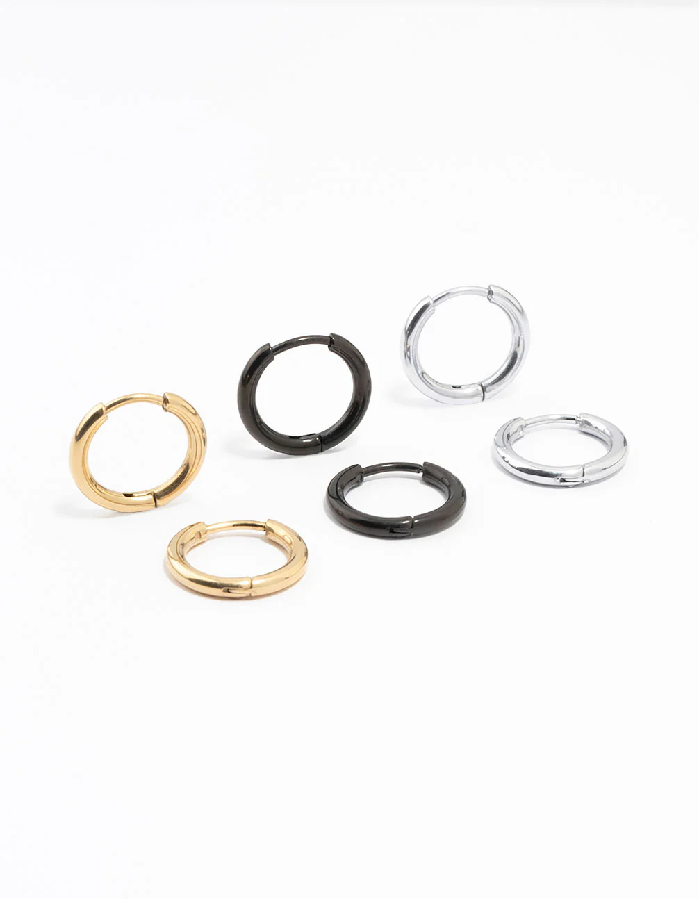 Thin Mixed Metal Hoop Earrings 3-Pack 12MM