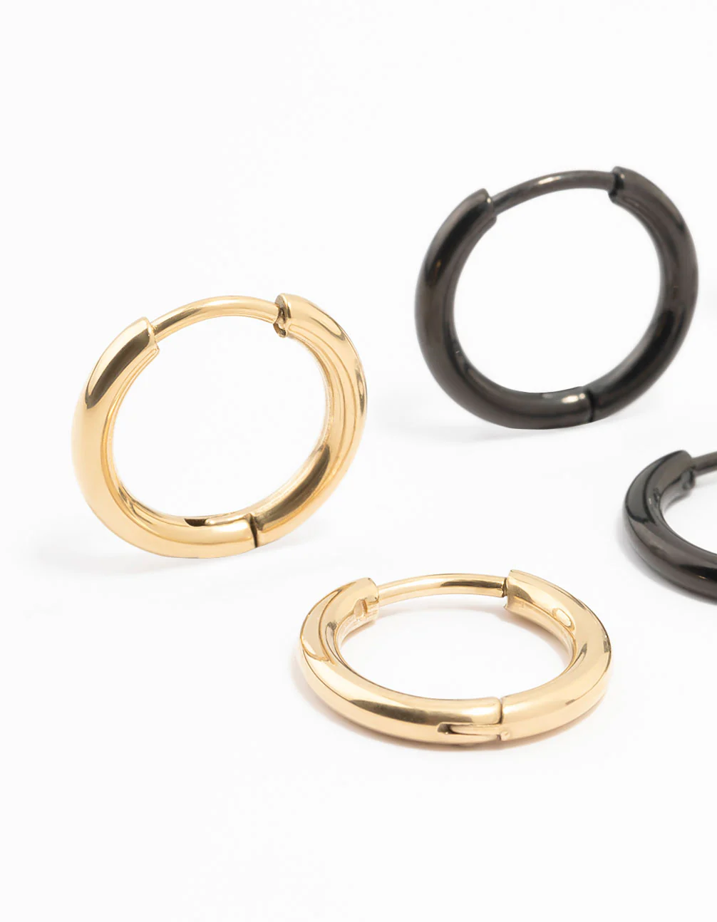 Thin Mixed Metal Hoop Earrings 3-Pack 12MM - Image 2