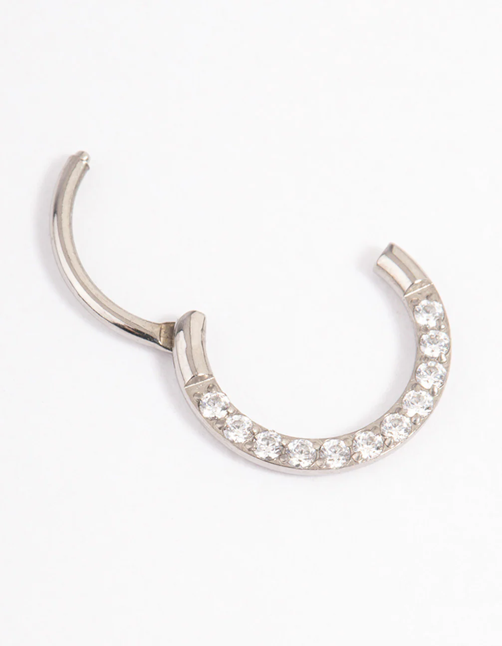 Titanium Cubic Zirconia Clicker Ring 7mm - Image 2