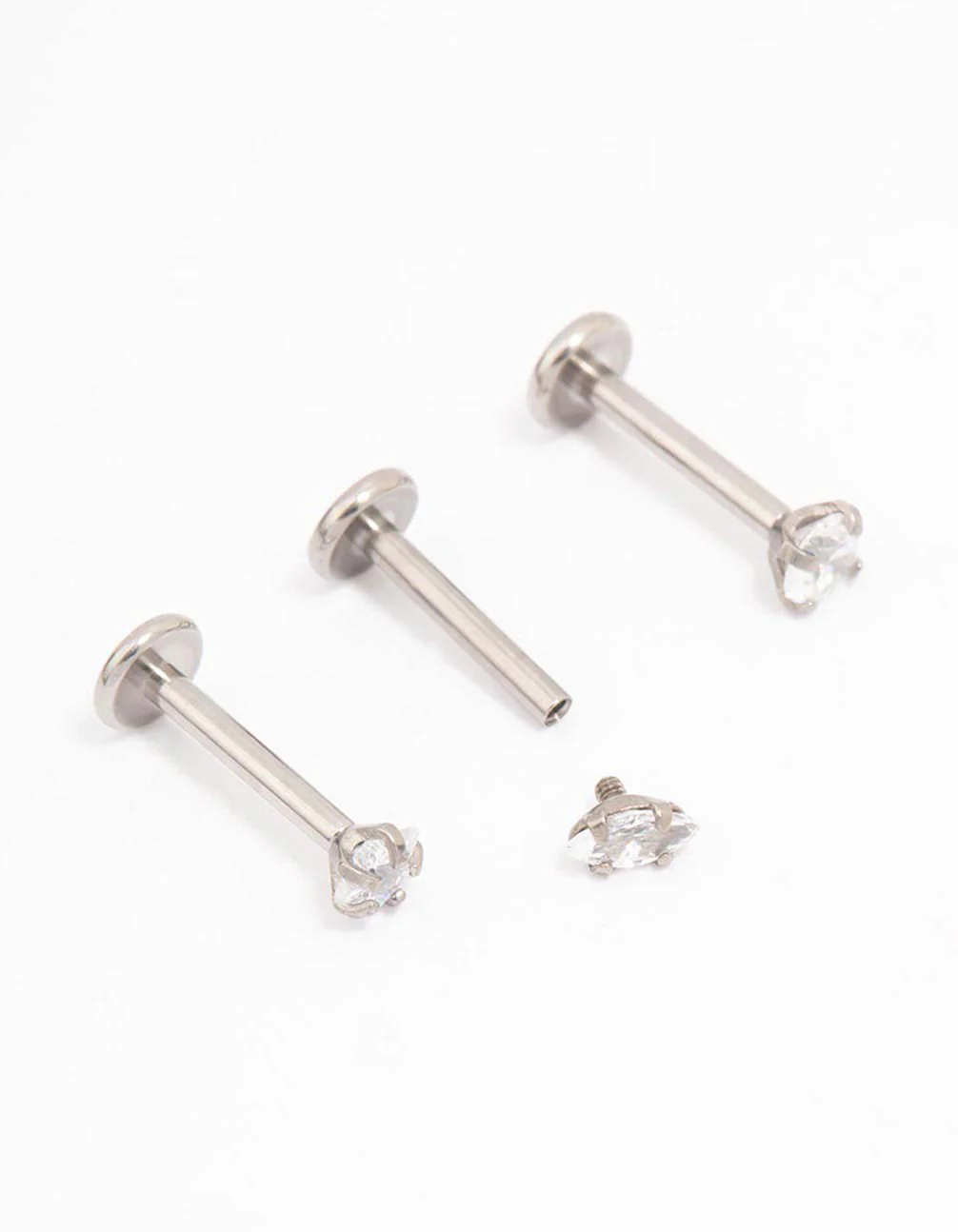 Titanium Cubic Zirconia Marquise Flat Back 3-Pack - Image 2