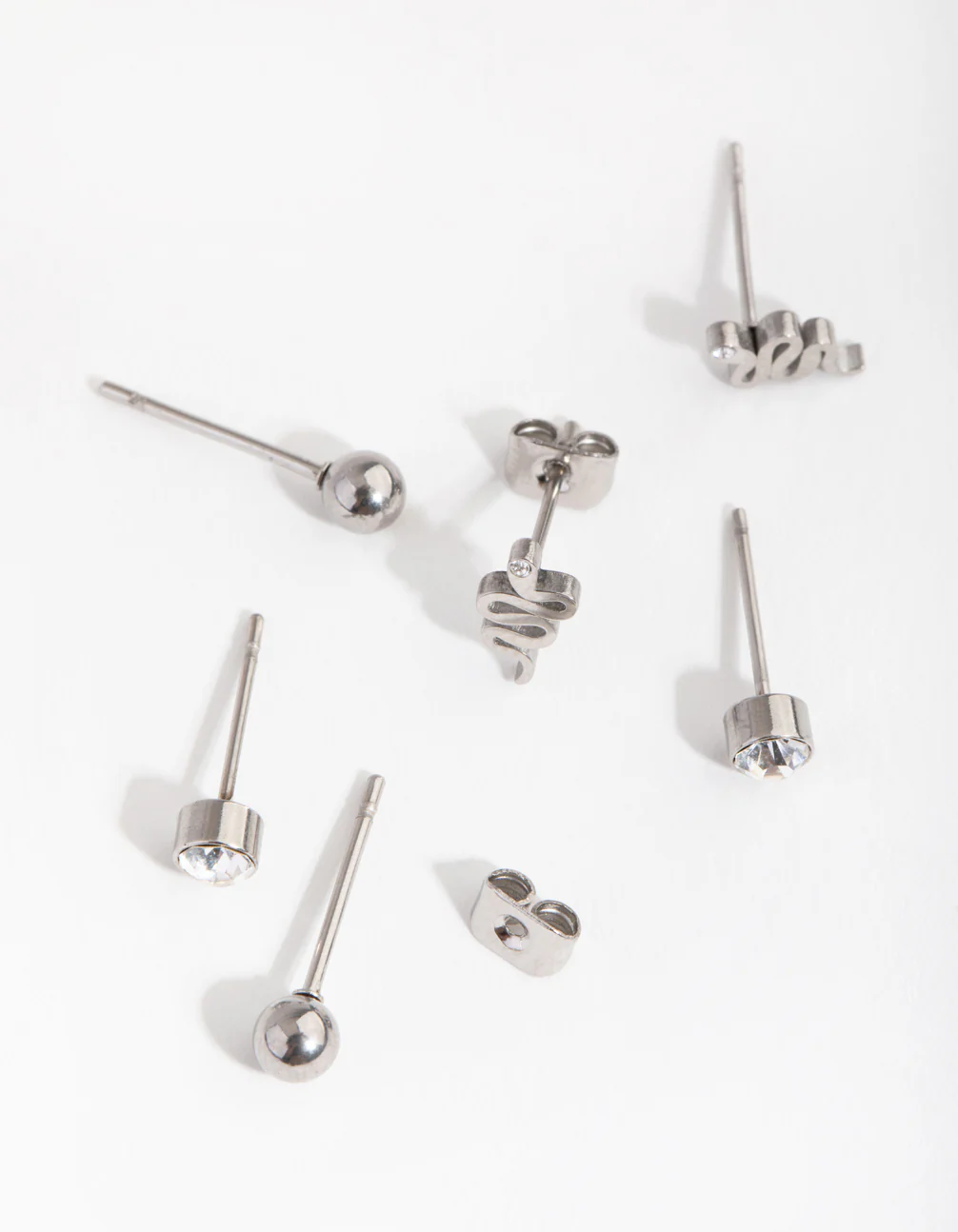 Titanium Diamante Snake Stud Earrings 3-Pack - Image 2