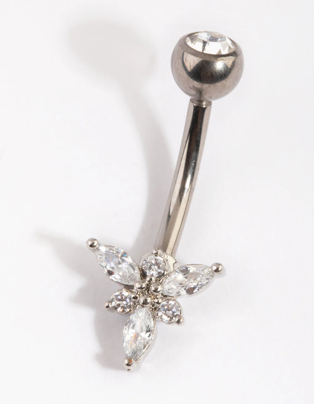 Titanium Elegant Diamante Belly Ring