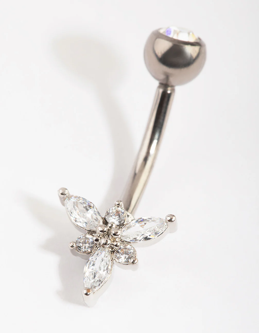 Titanium Elegant Diamante Belly Ring - Image 2