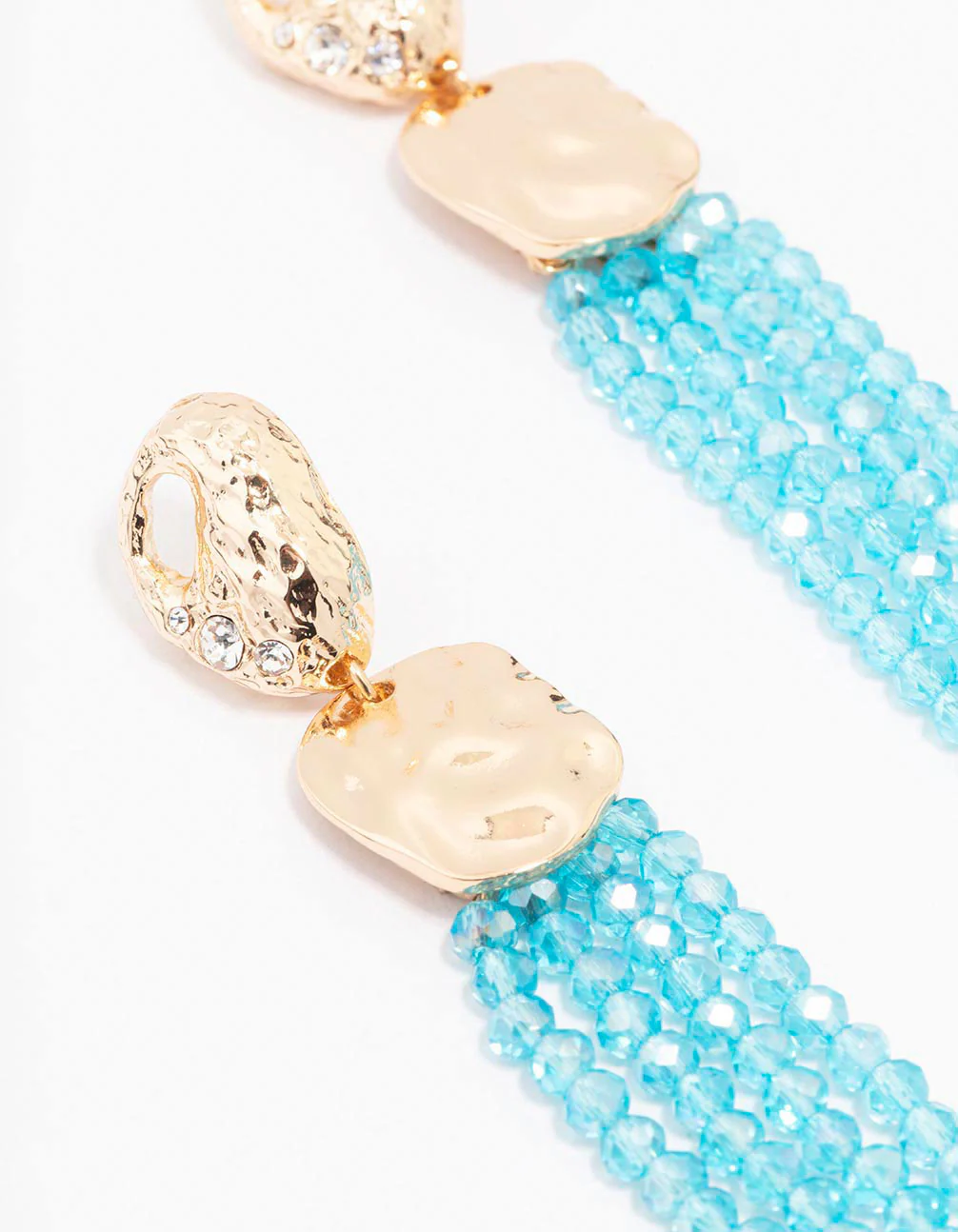 Turquoise Beaded Tassel Drop Earrings - Image 2