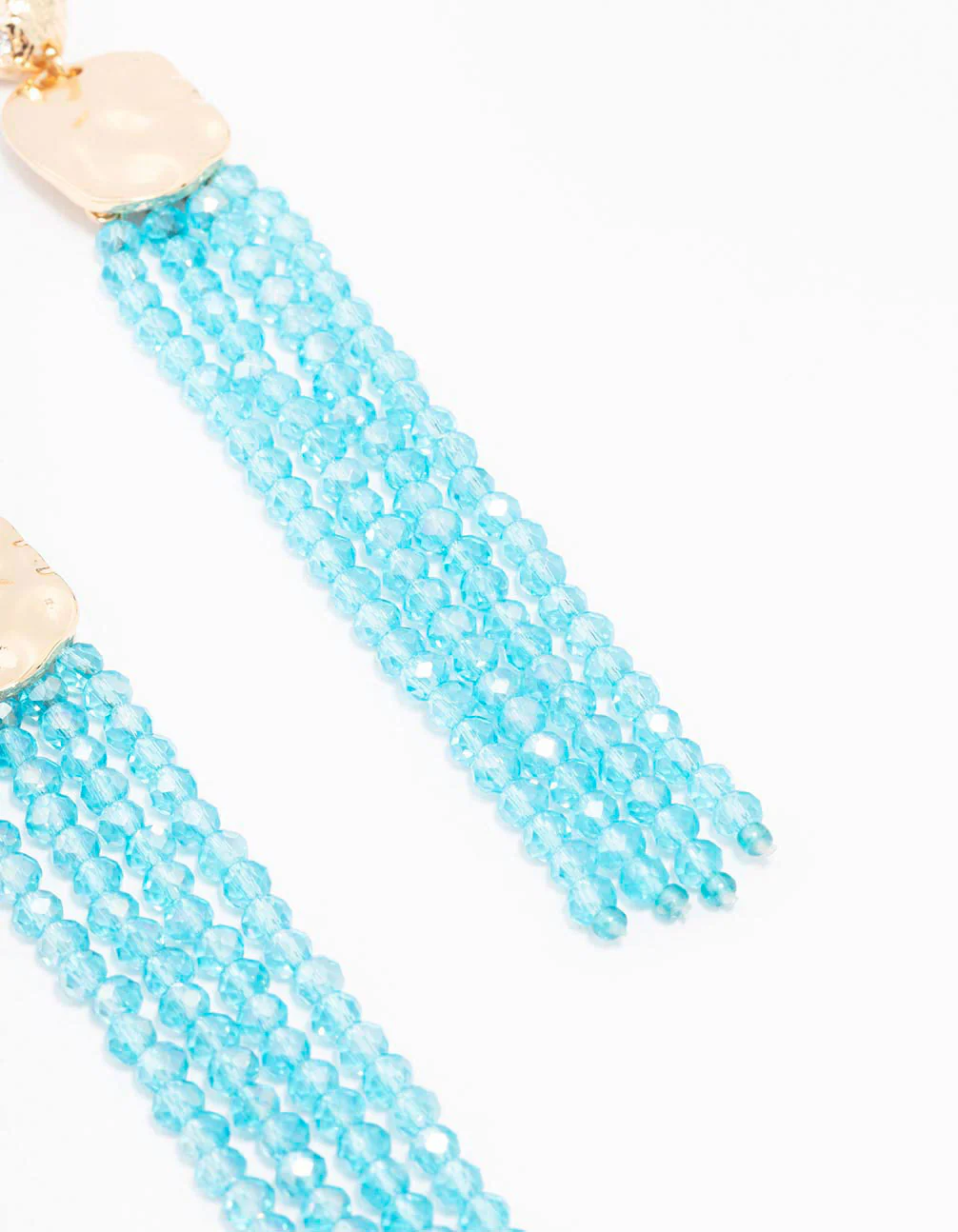 Turquoise Beaded Tassel Drop Earrings - Image 3