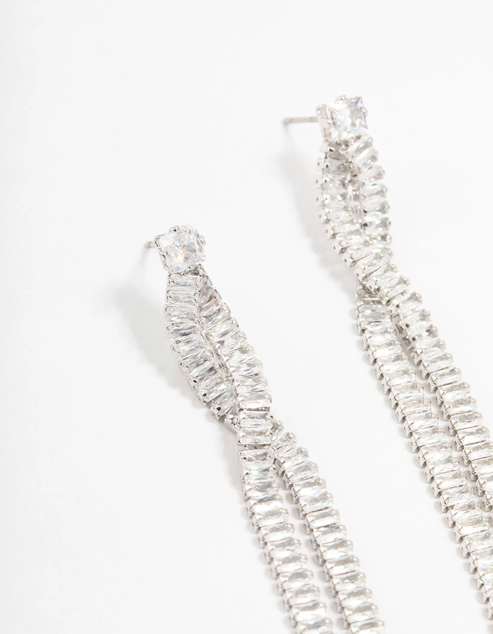 Twisted Cupchain Cubic Zirconia Drop Earrings - Image 2