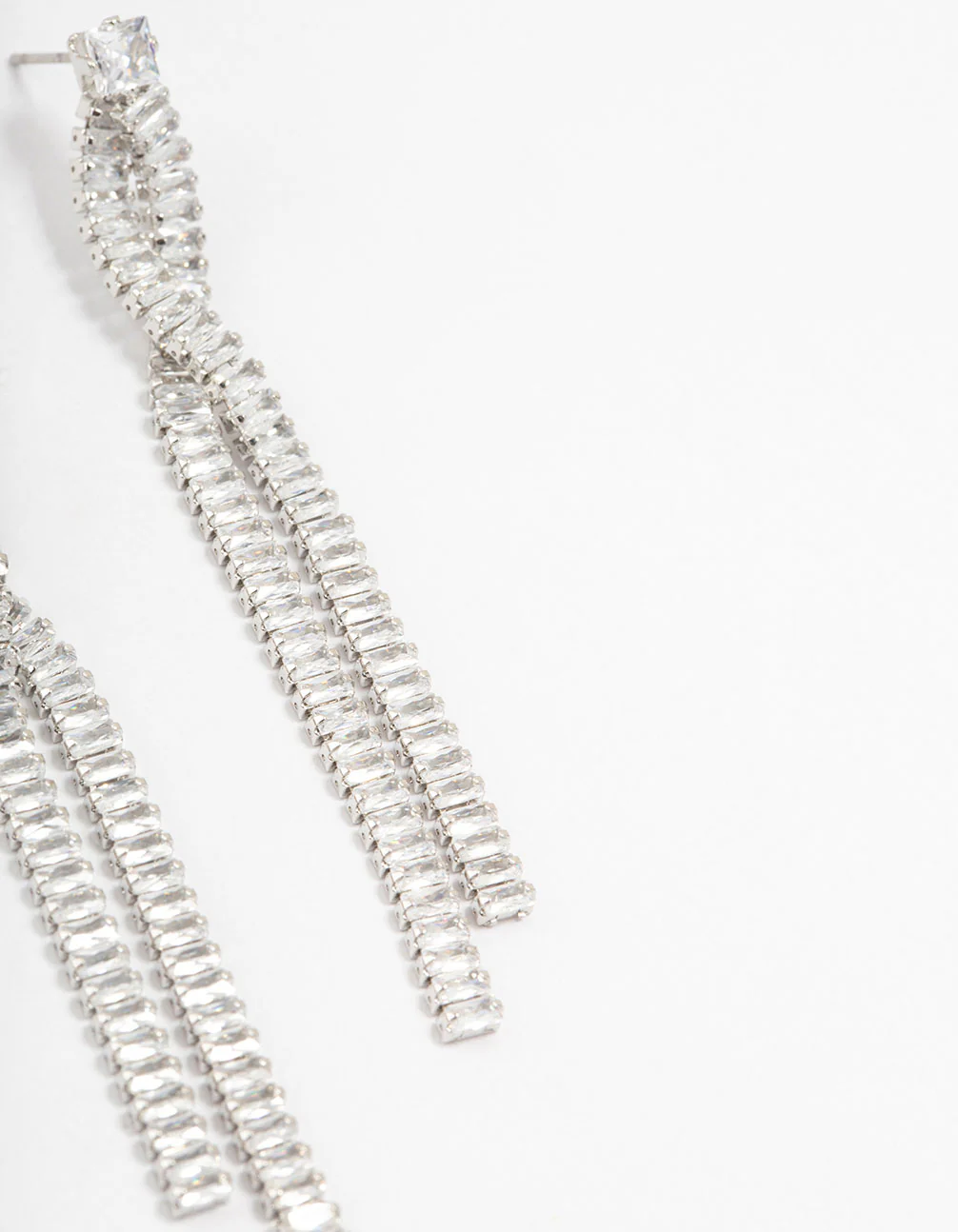 Twisted Cupchain Cubic Zirconia Drop Earrings - Image 3