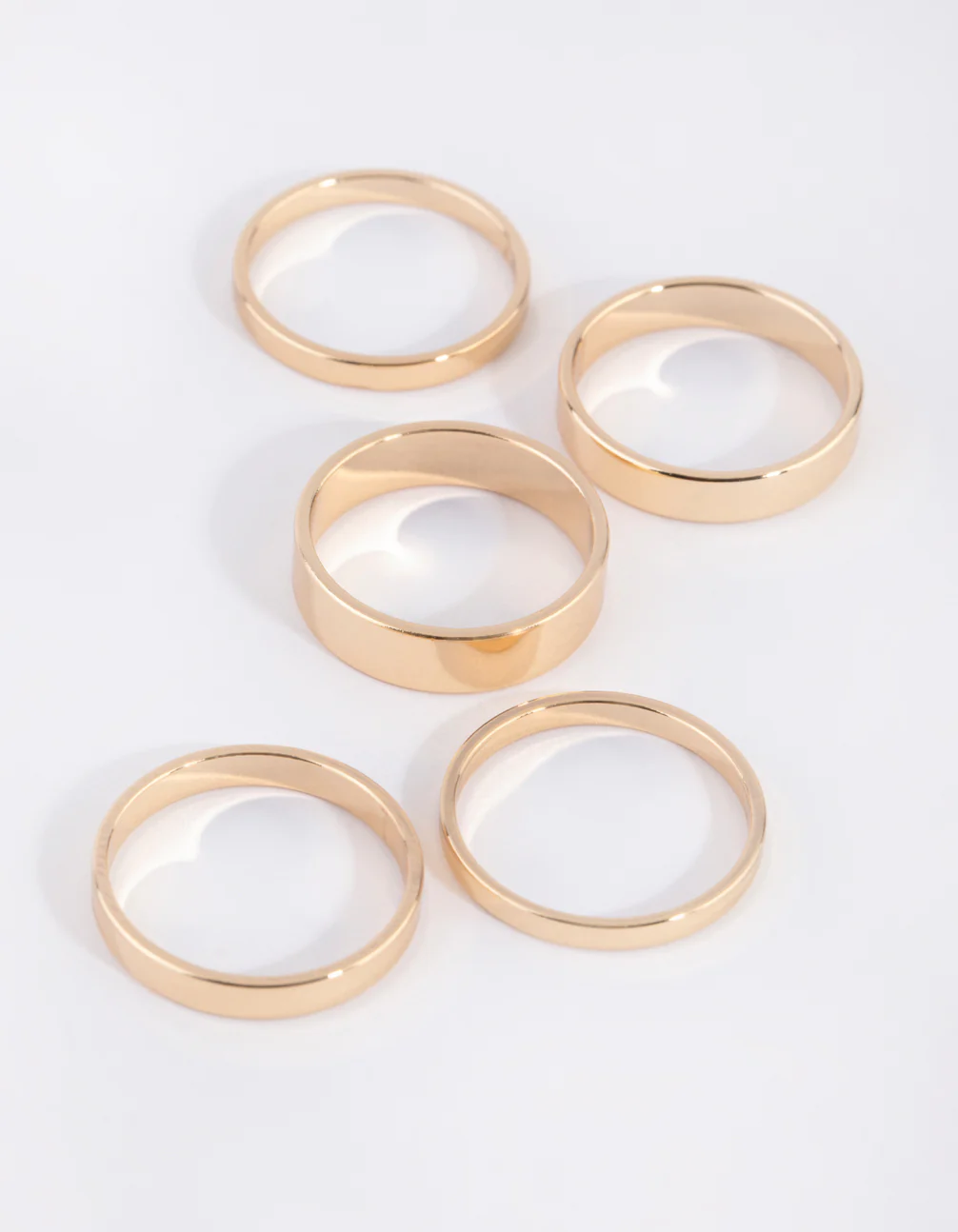 Gold Flat Bands Rings 4-Pack