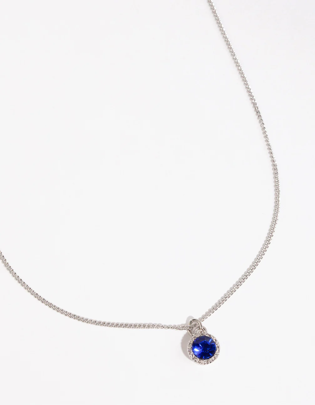 Silver Circle Diamante Pendant Necklace