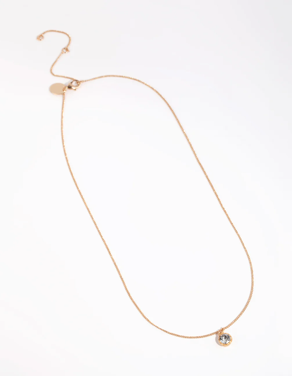 Gold Circular Diamante Pendant Necklace - Image 2