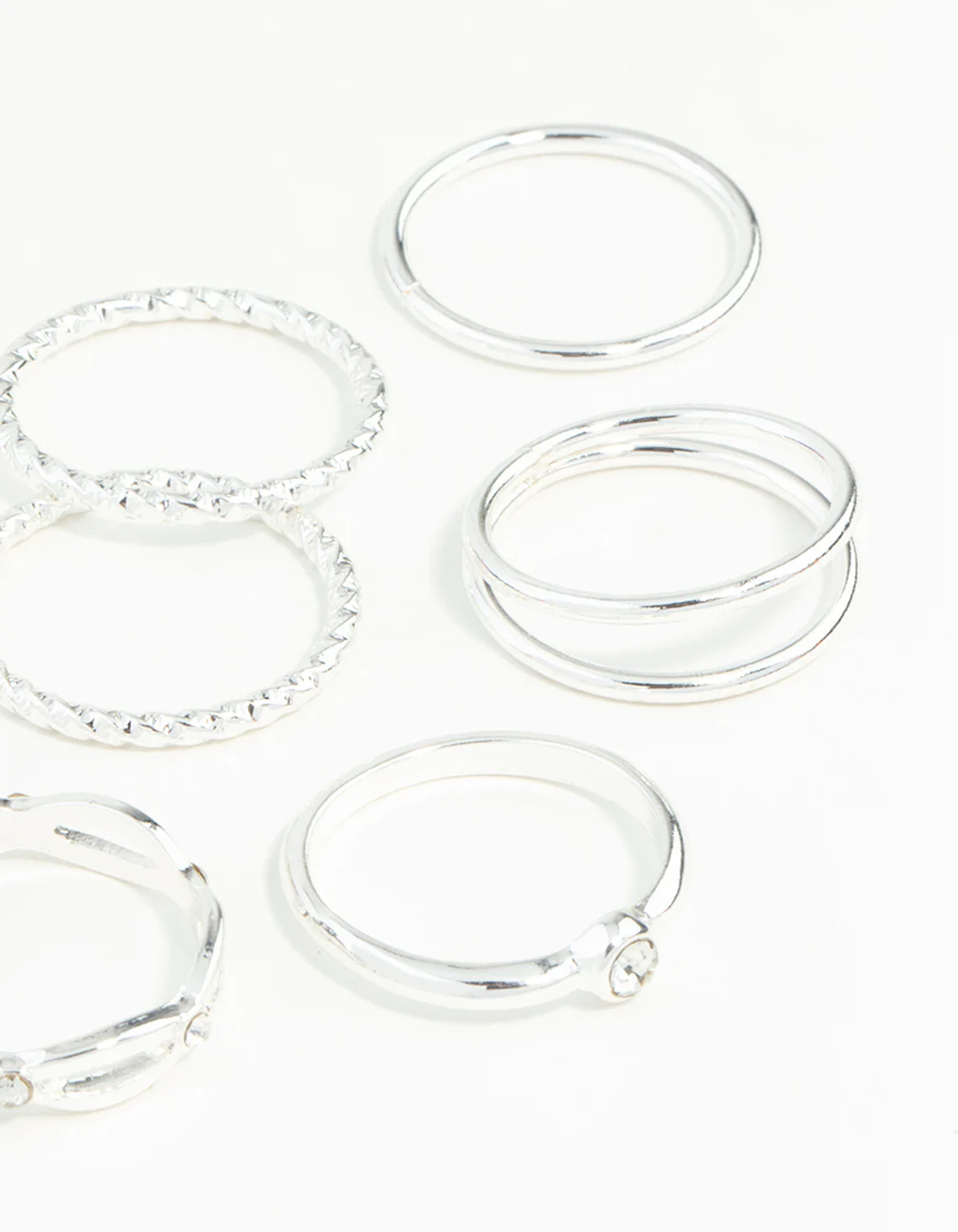 Silver Diamond Cut Twist Ring 8-Pack - Image 24
